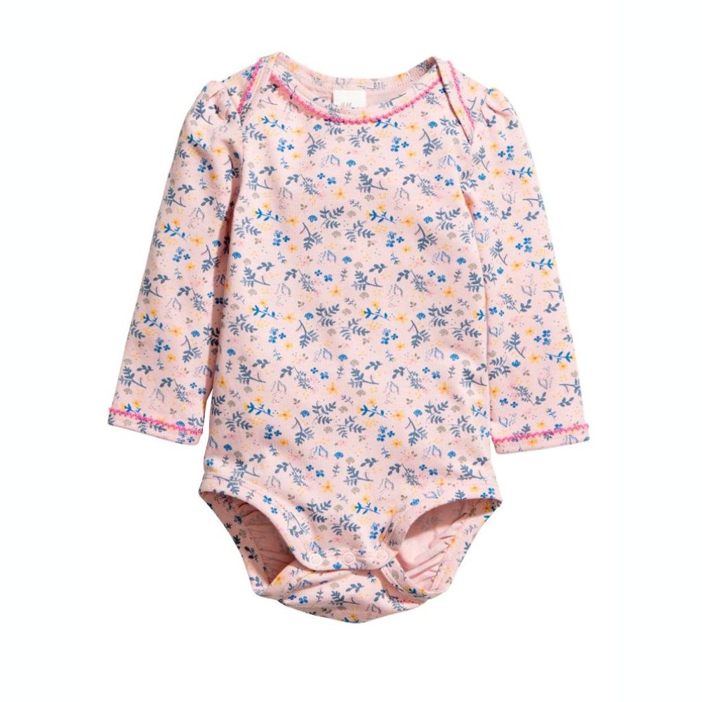 H&M Long Sleeve Floral Pattern Cotton Baby bodysuit 4-6 m